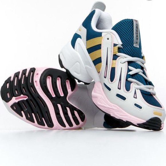 adidas originals eqt gazelle sneakers in navy and pink